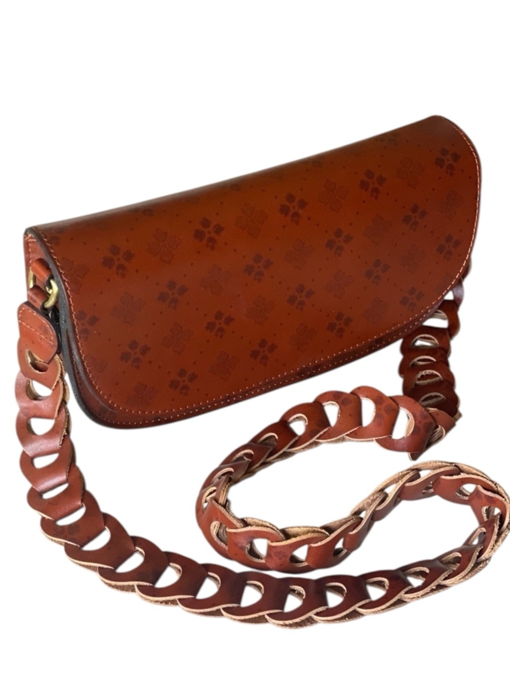 Patricia Nash Chelsea Chainlink Structured Leather Bag Signature Floret Print